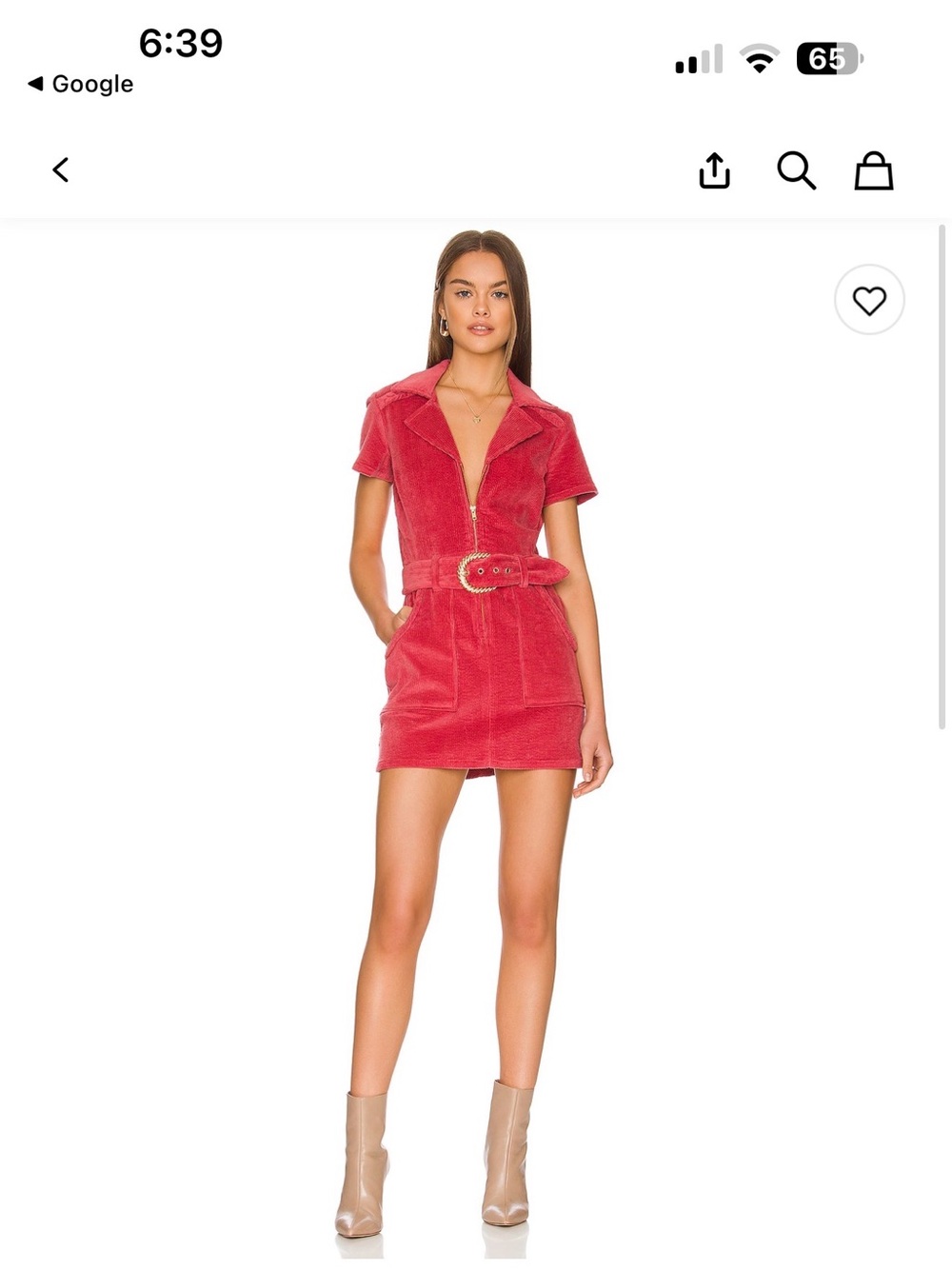 Show Me Your MuMu Coral Red Corduroy Belted Mini Dress